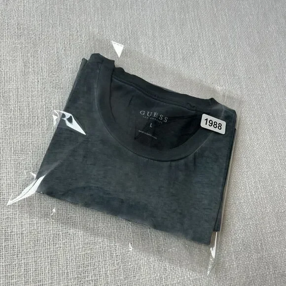 GUESS Men’s Acid Washed Tonal Logo Appliqué Crewneck Short Sleeve T-Shirt Casual - Picture 9 of 9